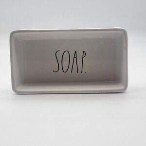 Rae Dunn "SOAP" Ceramic Soap Dish Tray White Farmhouse Kitchen Bath